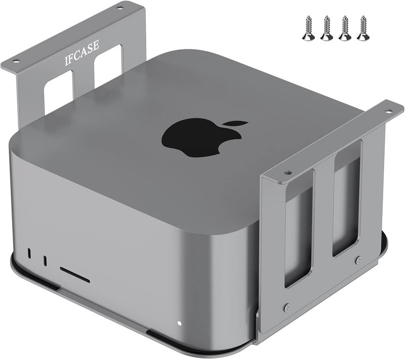 IFCASE Aluminum Under Desk Mount for Mac Studio M4 M3 M2 M1 Max, Ultra with Anti-Scratch Pad (Silver) - Image 1